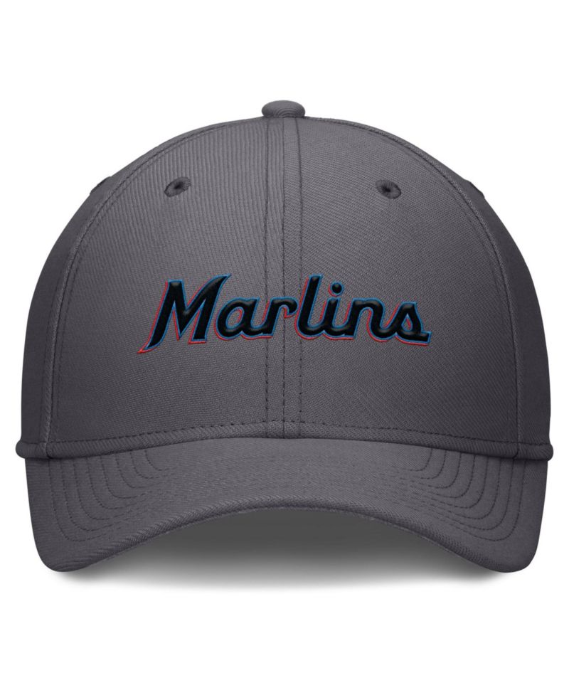 Men's Gray Miami Marlins Swoosh Performance Flex Hat