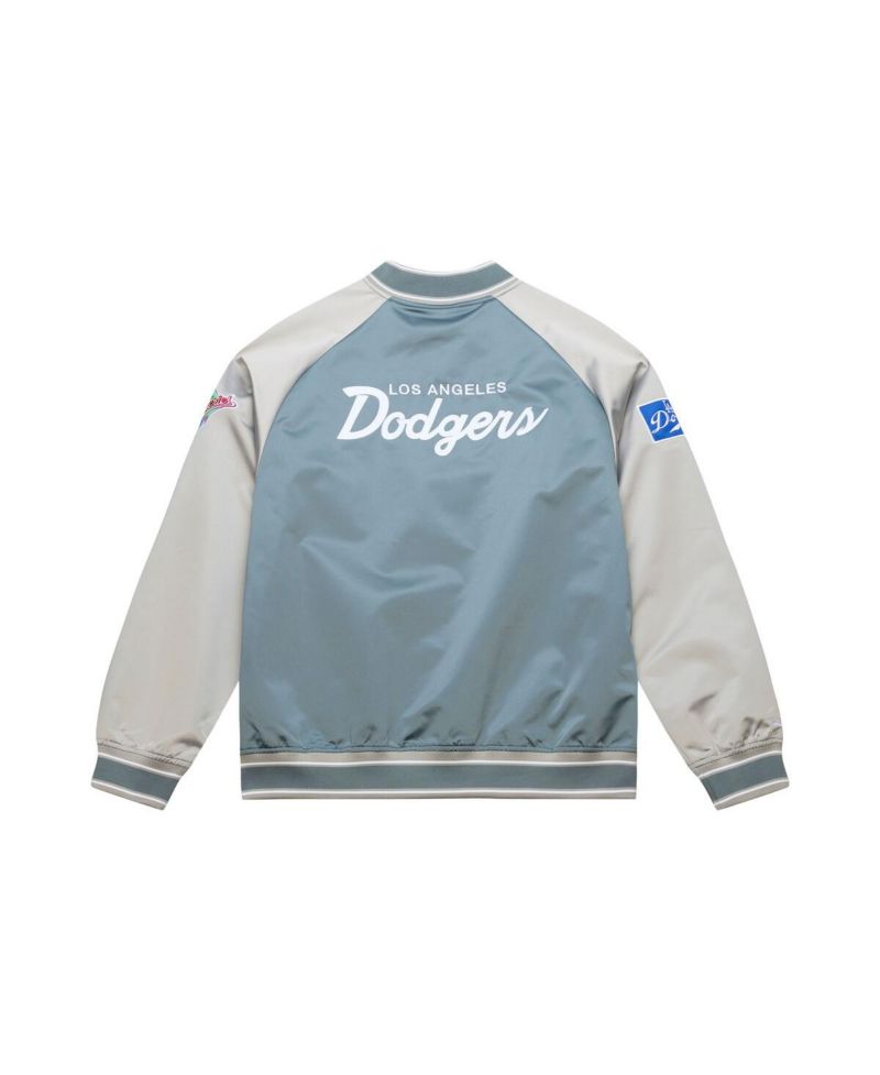 Mitchell Ness Men's Gray Los Angeles Dodgers Thunderstorm Head Coach Lightweight Satin Full-Snap Jacket