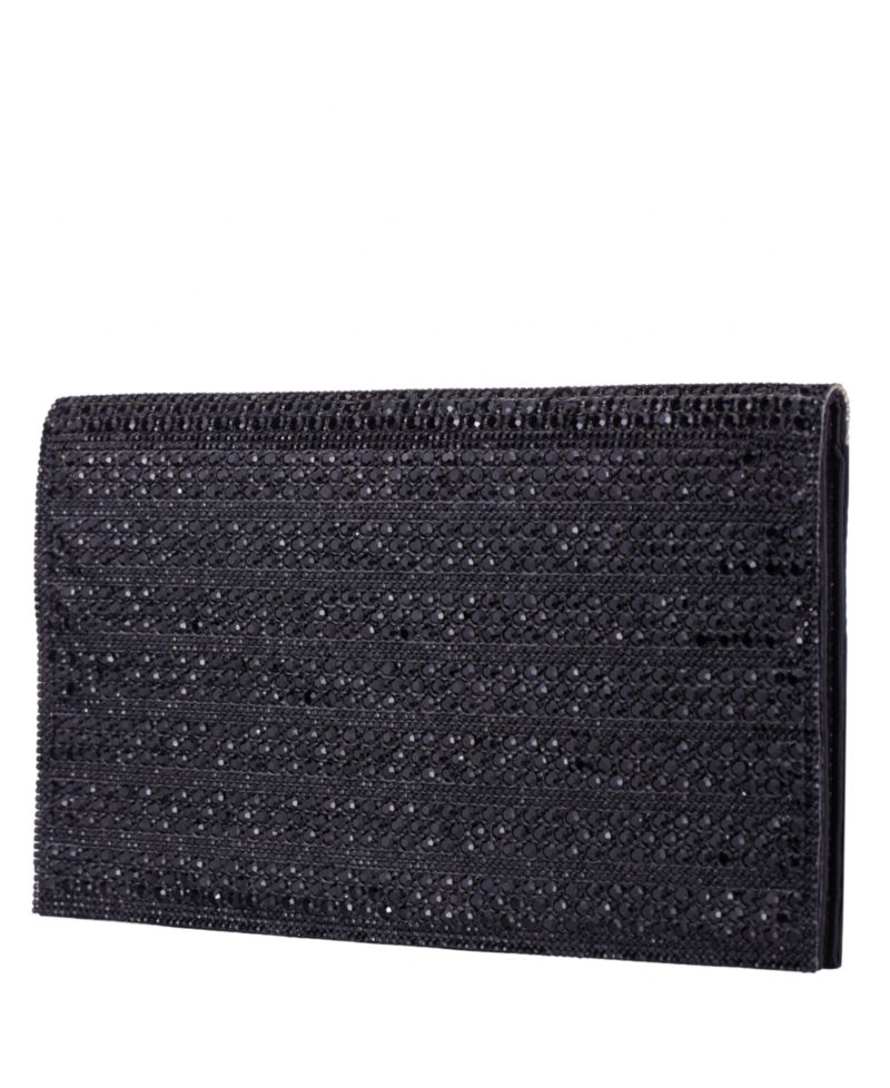 Crystal Embellished Flap Slim Magnetic Snap Clutch