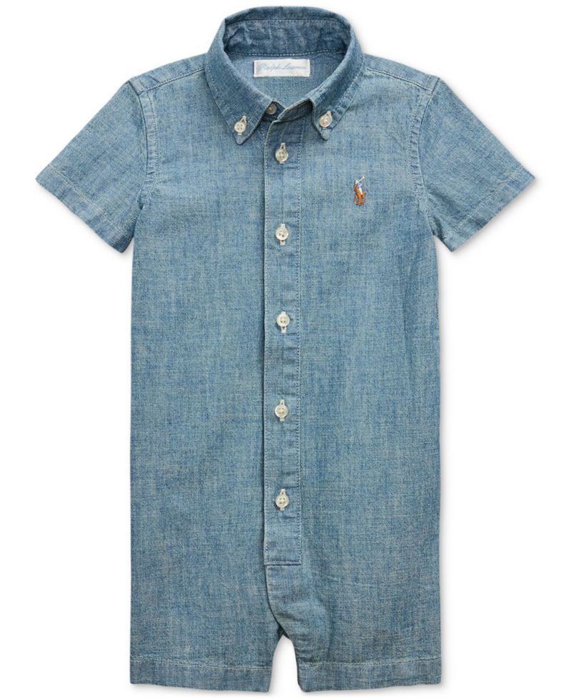 Baby Boys Collared Chambray Shortall