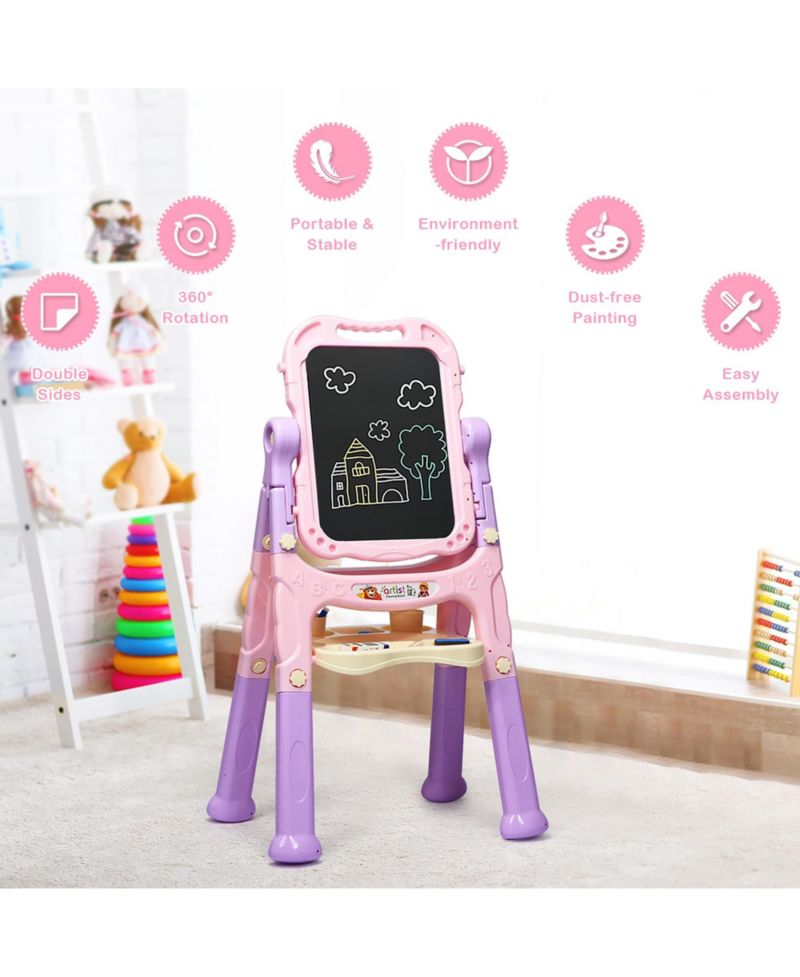 Height Adjustable Double-Sided Magnetic Kids Art Easel