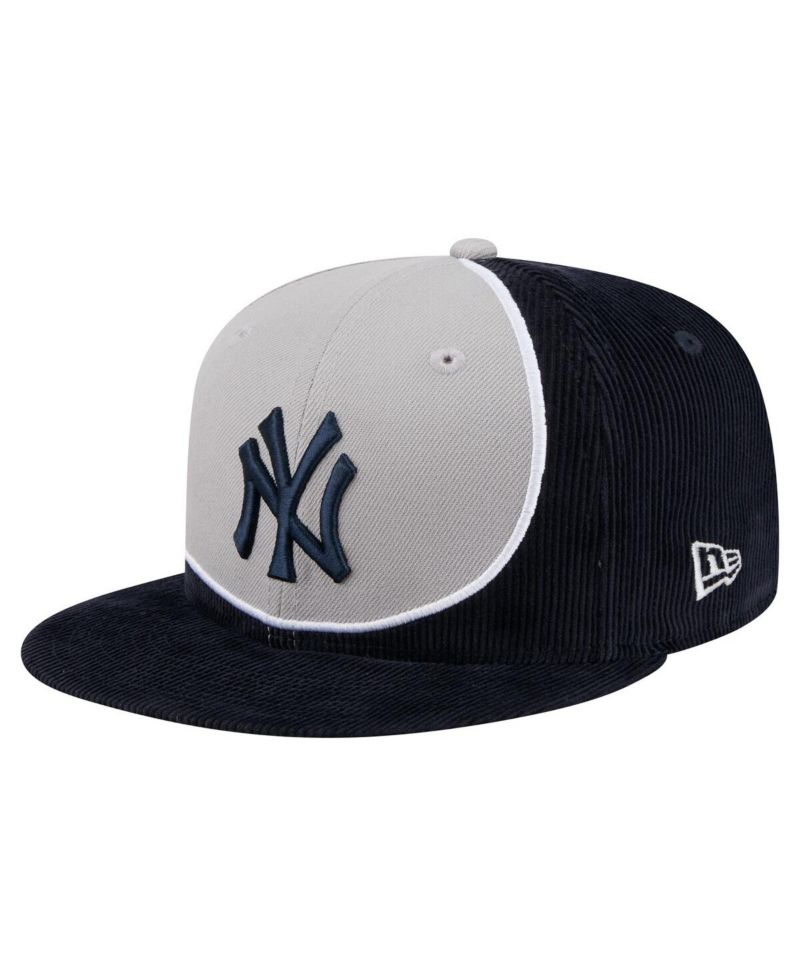 Men's Navy/Gray New York Yankees Retro Split Corduroy Snapback Hat