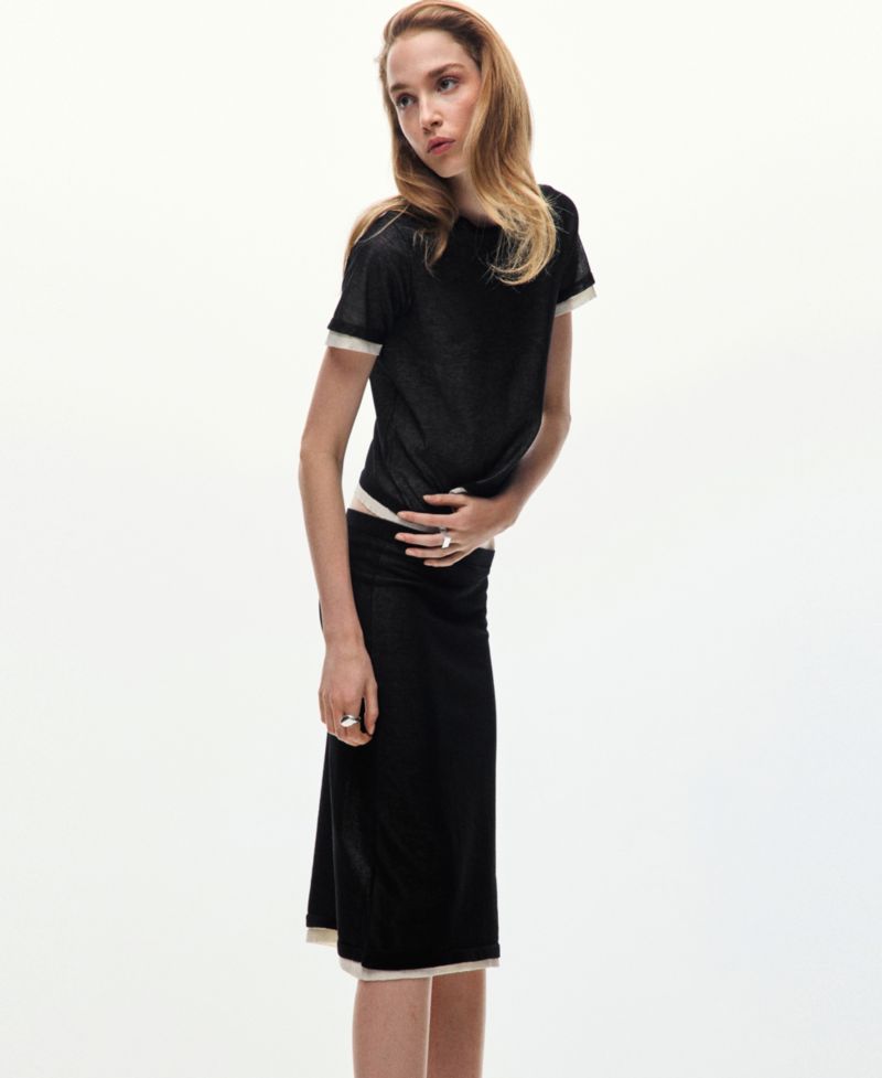 Women's Combined Pencil Midi Skirt
