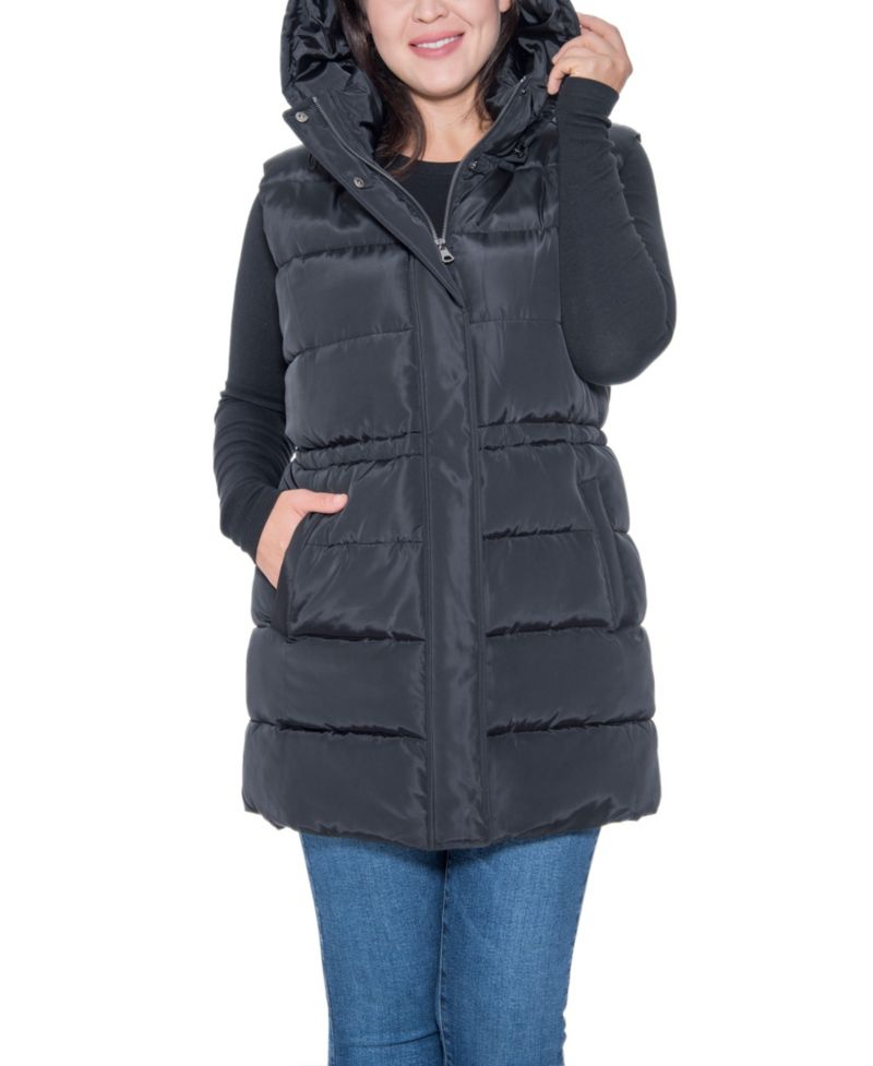 Plus Size Puffer Vest With Drawstring Waist