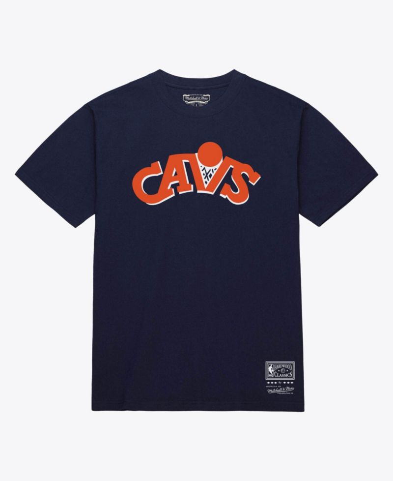 Men's and Women's Navy Cleveland Cavaliers Hardwood Classics Arch T-Shirt