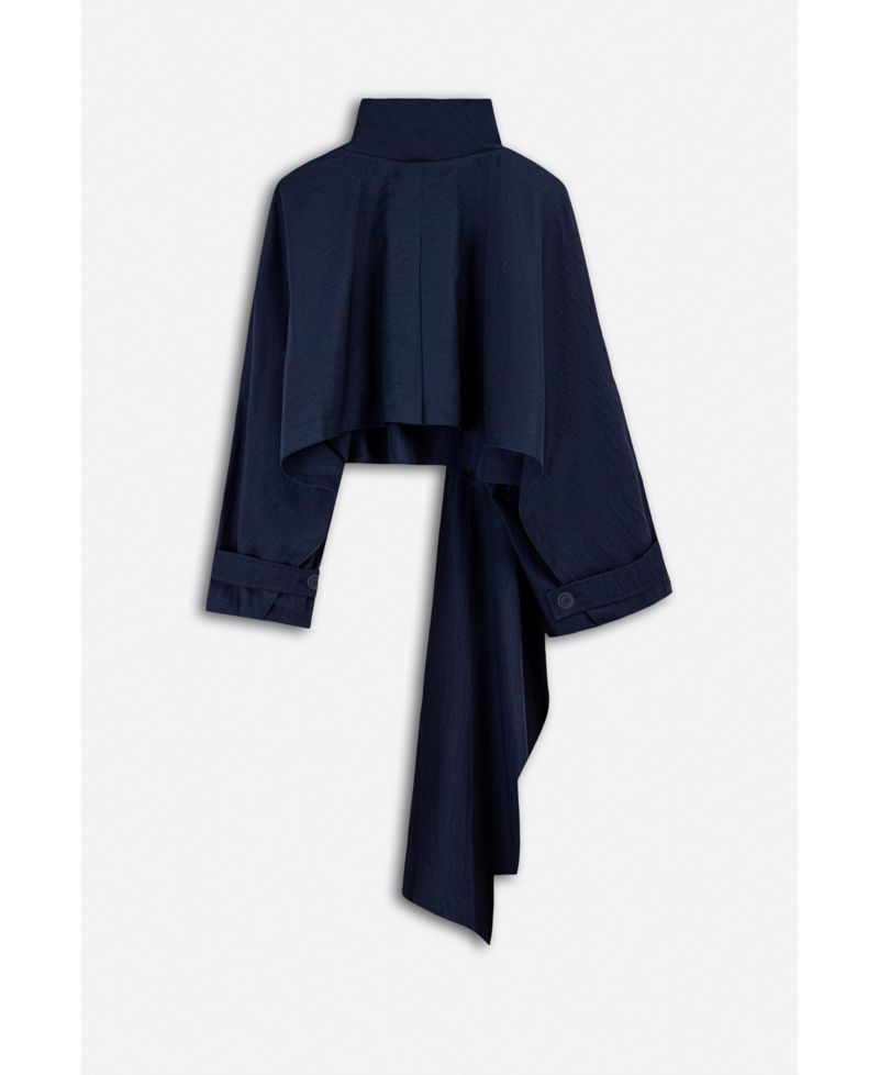 Women's Shawl Detail Stand Collar Trench Coat