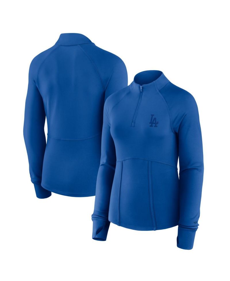 Women's Royal Los Angeles Dodgers Elements Raglan Tri-Blend Quarter-Zip Top