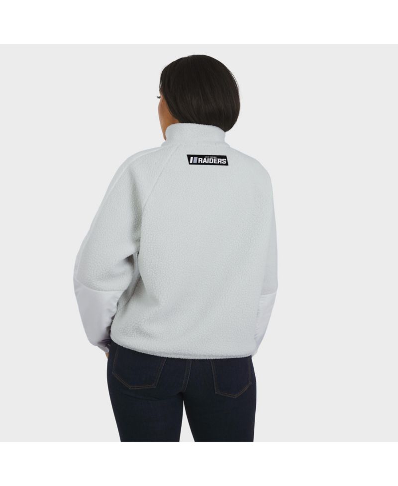 Women's White Las Vegas Raiders Polar Fleece Half-Zip Jacket