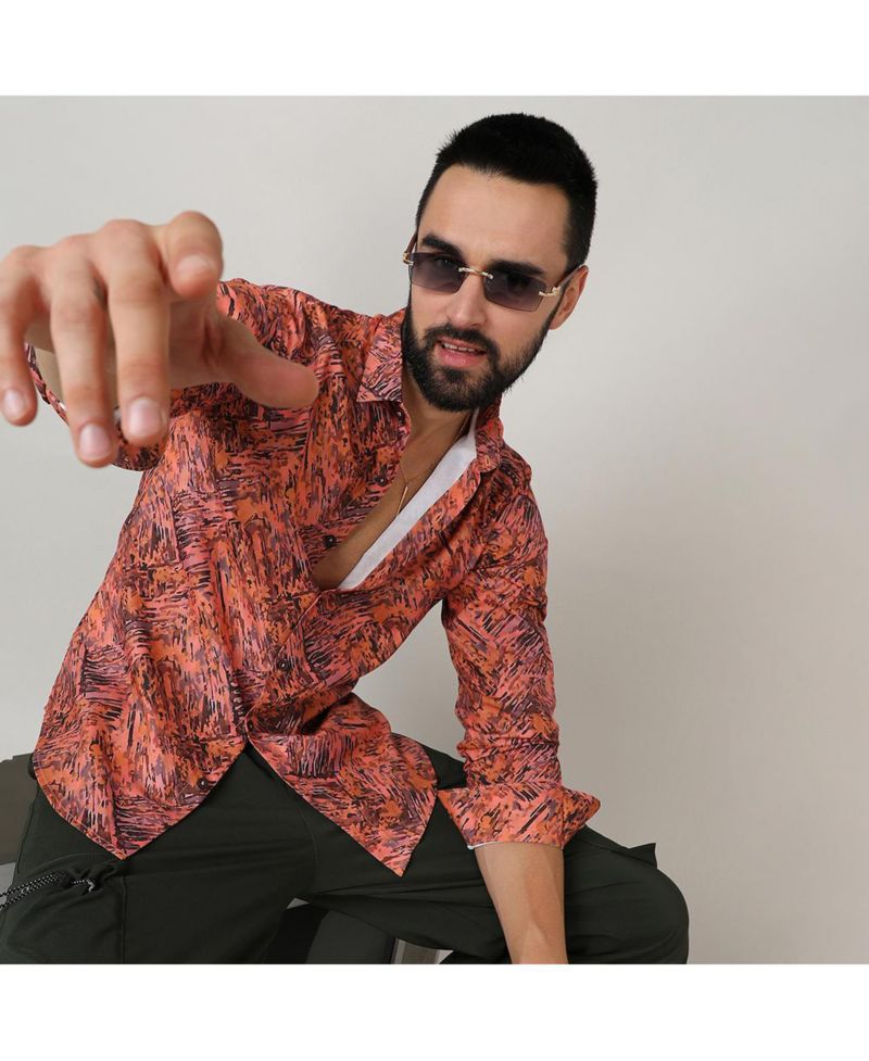 Men's Sienna Brown Animal Print Shirt