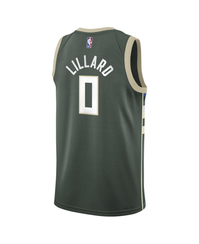 Big Boys Damian Lillard Hunter Green Milwaukee Bucks Swingman Jersey - Icon Edition
