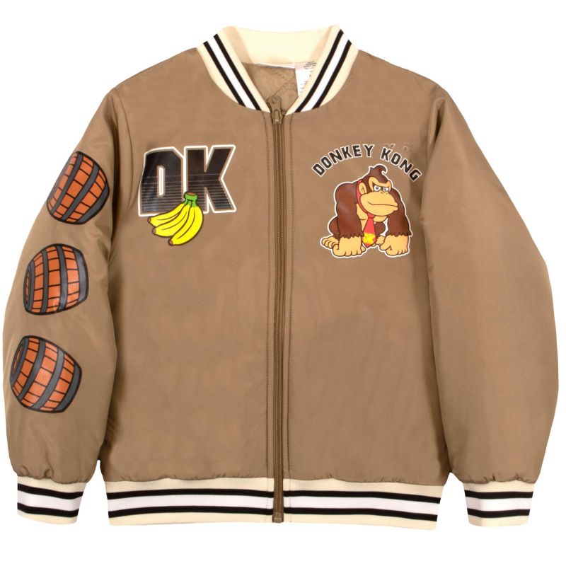 Donkey Kong Big Boys Long Sleeve Zip Up Bomber Jacket