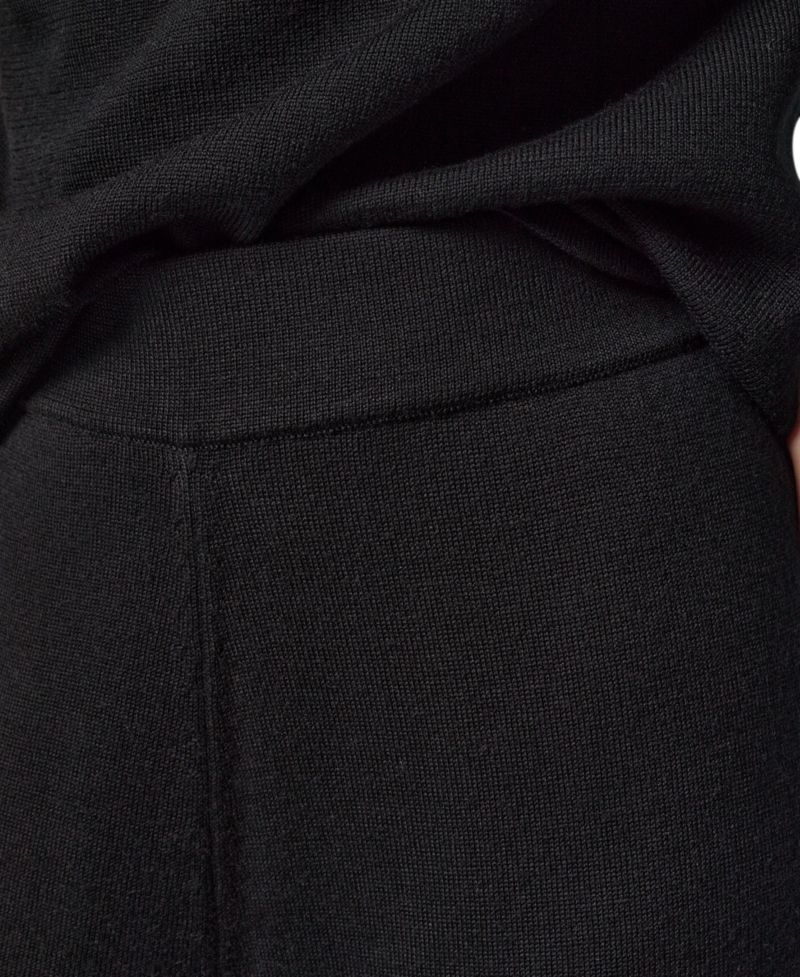 Women's Wide-Leg High-Waisted Pull-On Wool Pants