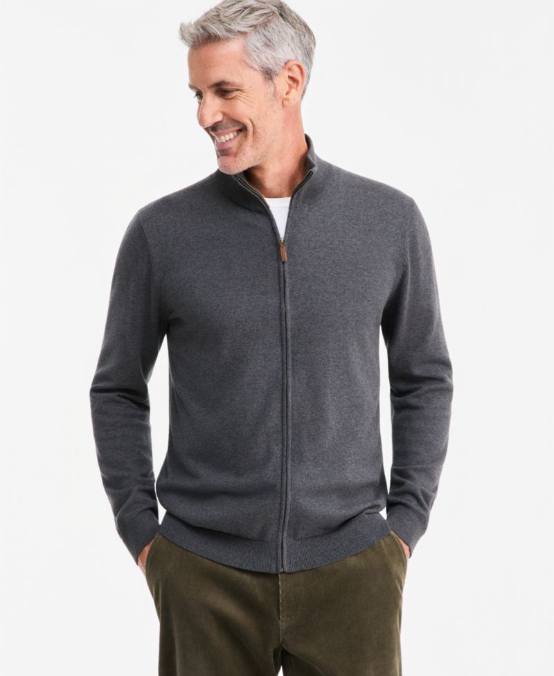 Men's Supima Cotton Full-Zip Sweater, Macy's Exclusive