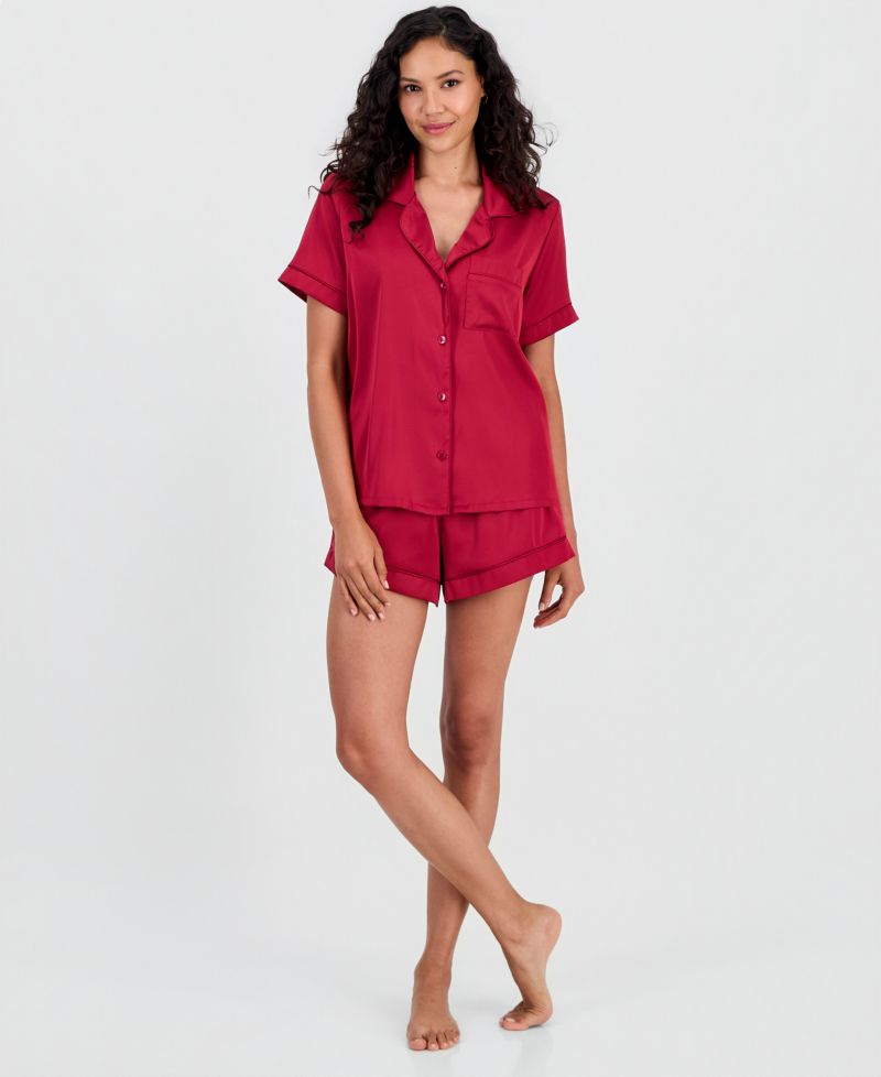 Women's Stretch Satin Short-Sleeve Pajama Set