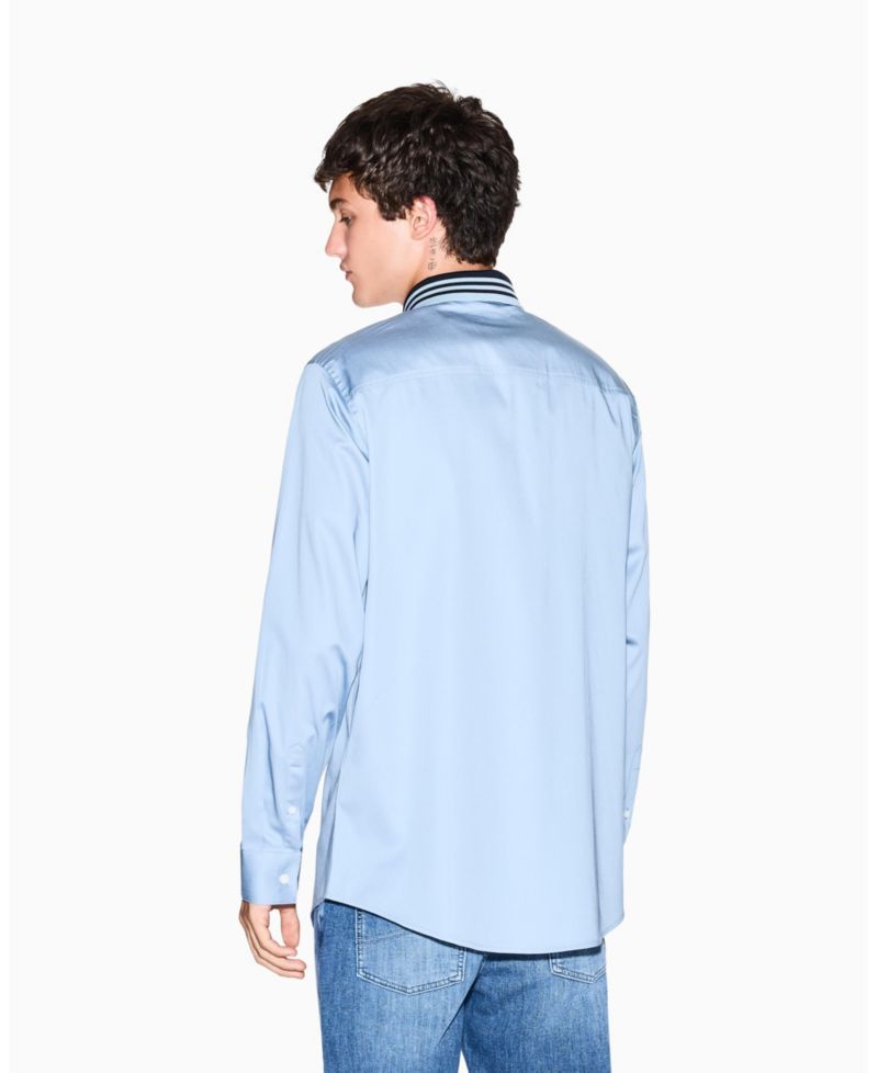Men's Collar Tipping Woven Dress Shirt