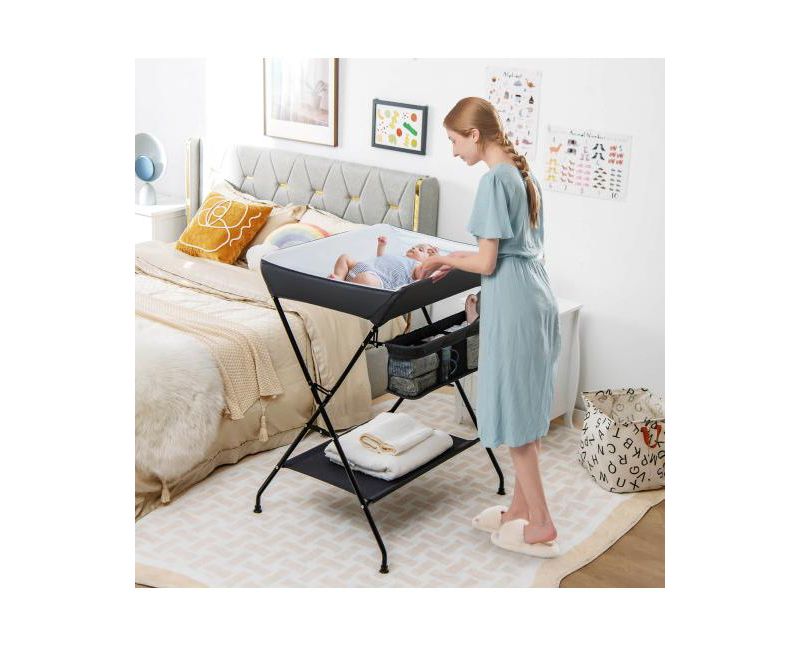 Baby Changing Table with Storage Organizer, Foldable Space-Saving Design