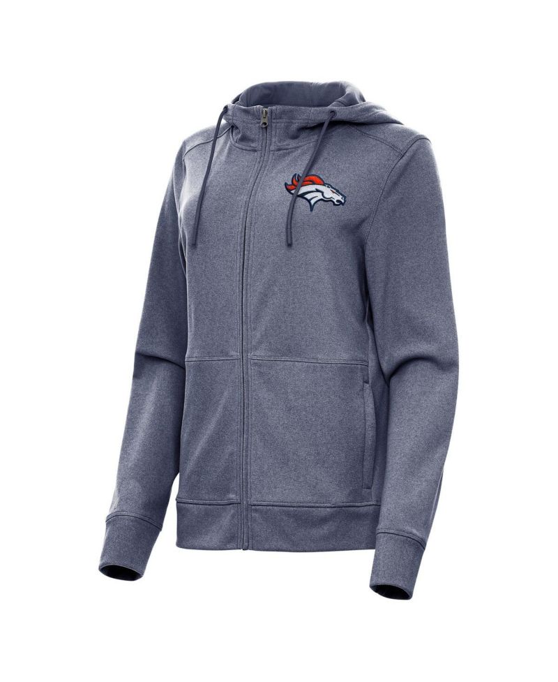 Women's Heather Navy Denver Broncos Seeker Full-Zip Hoodie Jacket