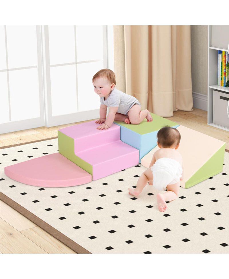 4 Piece Climb and Crawl Foam Block Play Set for Infant Baby Tummy Time