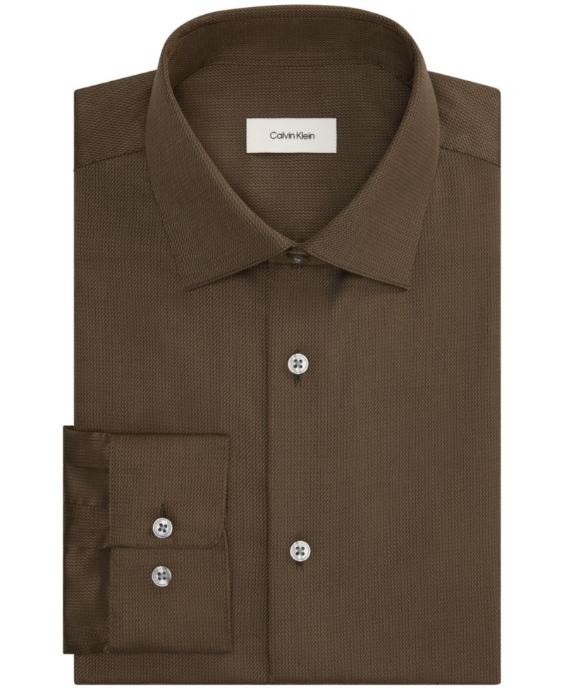Men's Slim-Fit Wrinkle-Free Stretch Cotton-Blend Dress Shirt
