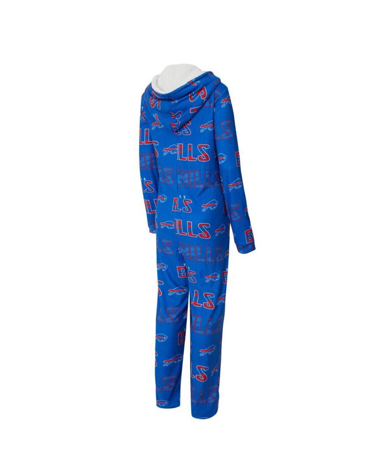 Women's Royal Buffalo Bills Roadway Allover Print Microfleece Full-Zip Union Suit