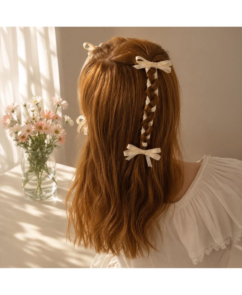 Girls Ribbon Bow Clip Set (4pc)