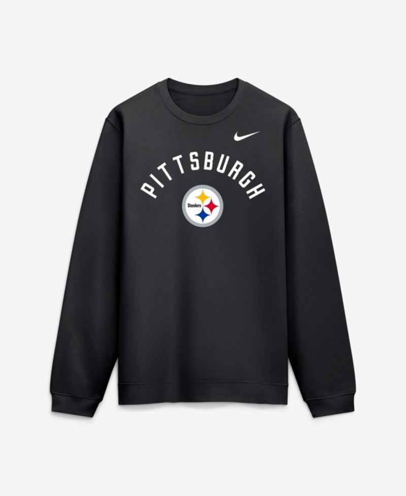Men's Black Pittsburgh Steelers Defensive Leader Club Fleece Pullover Sweatshirt