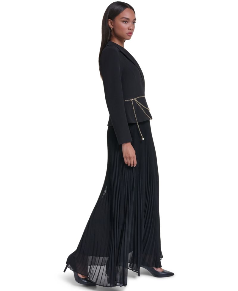 Women's Floor-Length Tuxedo-Inspired Gown