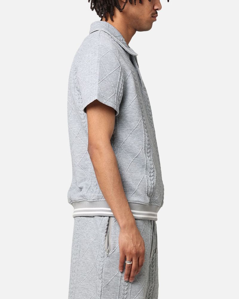Men's Danny Knit Polo Shirt- Grey, M