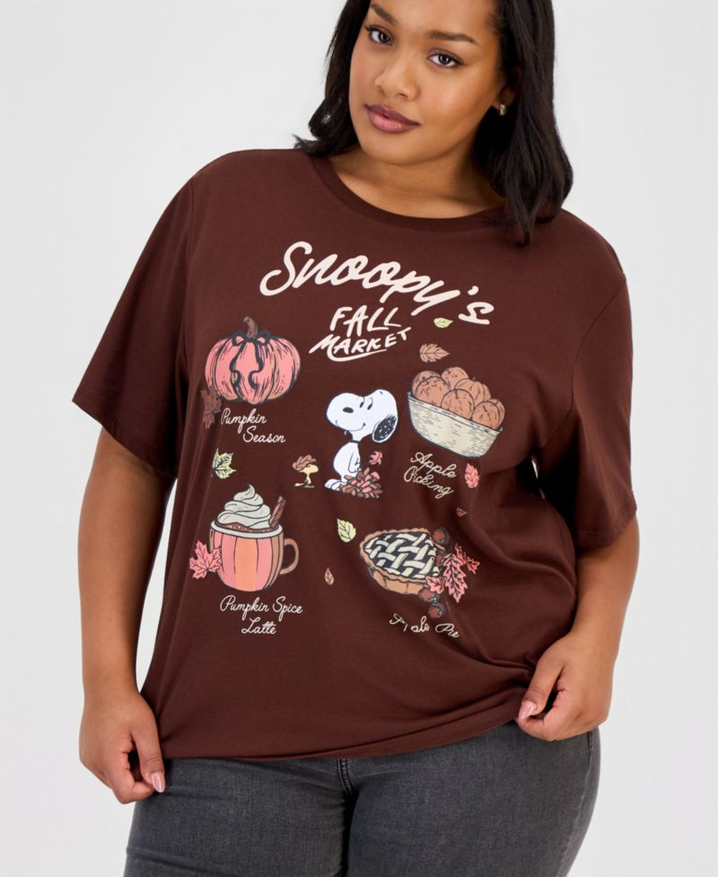 Trendy Plus Size Snoopy Fall Market Graphic T-Shirt