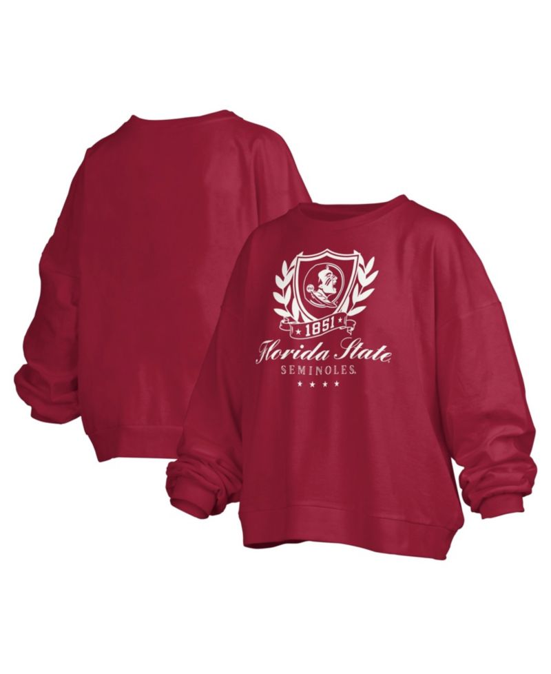Women's Florida State Seminoles Janice Oversized Cropped-Hem Graphic Pullover Sweatshirt