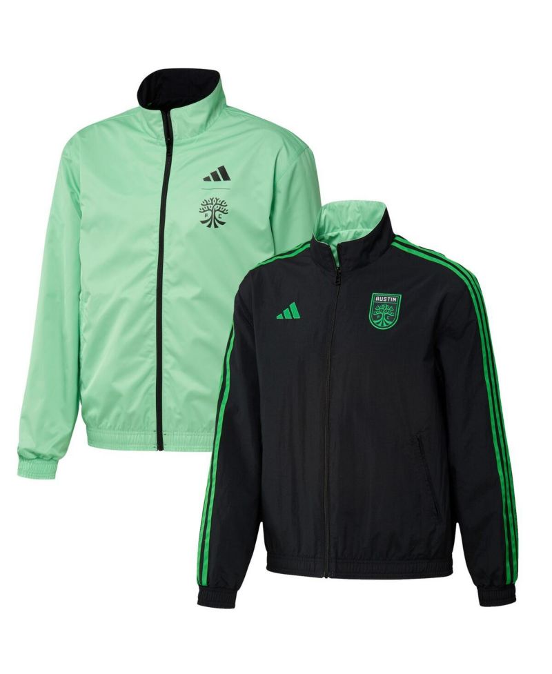 Men's Black and Green Austin FC 2023 On-Field Anthem Full-Zip Reversible Team Jacket