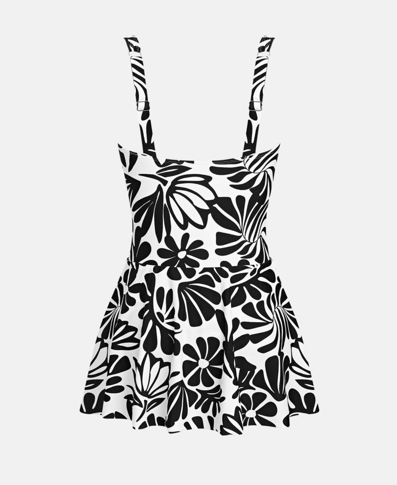 Women's Scoop Neck Tie Knot One Piece Swimsuit Swim Dress