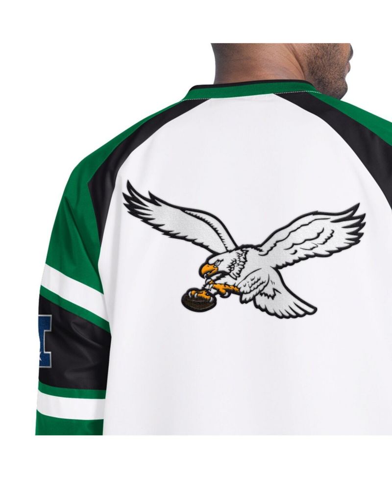 Men's White Philadelphia Eagles Infield Play Raglan Pullover Jacket