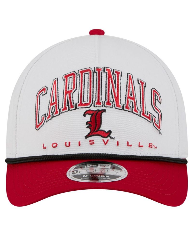 Men's White/Red Louisville Cardinals Arch Two-Tone Rope 9FORTY A-Frame M-Crown Adjustable Hat