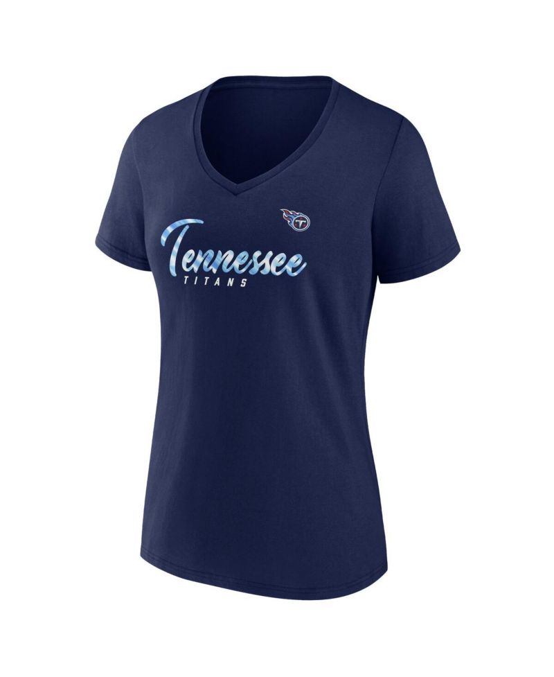 Women's Navy Tennessee Titans Shine Time V-Neck T-shirt