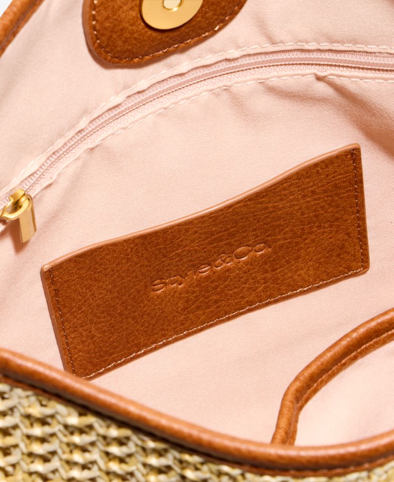 Floral Straw Applique Dip Crossbody