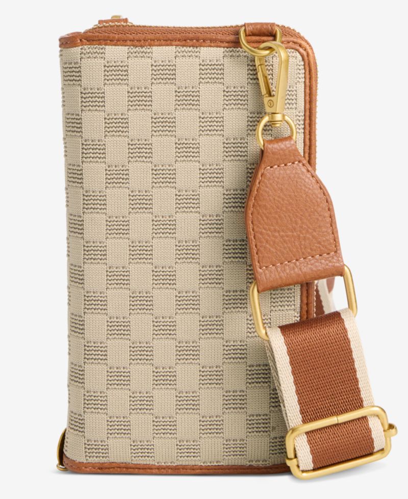 Checkered Soft Knit Phone Crossbody