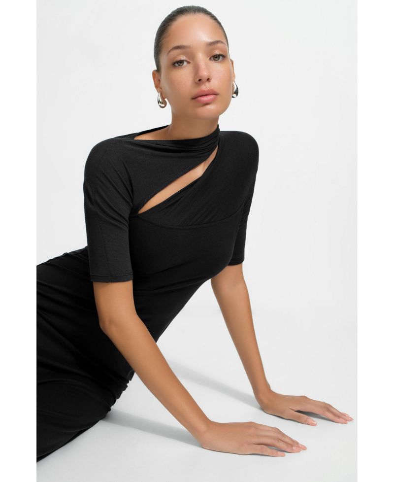 Women's Zola Cutout-Shoulder Jersey Midi Dress with Side Slit