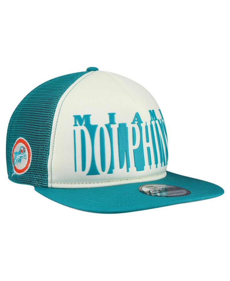 Men's Cream/Aqua Miami Dolphins Throwback Cutout A-Frame 9FIFTY Snapback Hat