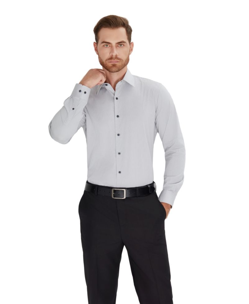 Men's Slim-Fit Spread Collar Dress Shirt