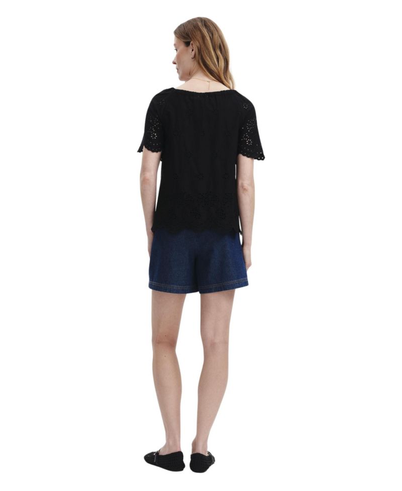 Women's Ruthie Floral-Embroidered V-Neck Short-Sleeve Top