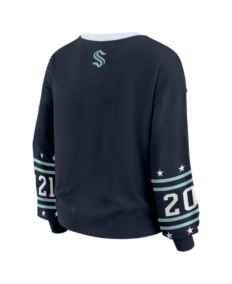 Women's Deep Sea Blue Seattle Kraken Long-Sleeve Sport T-Shirt