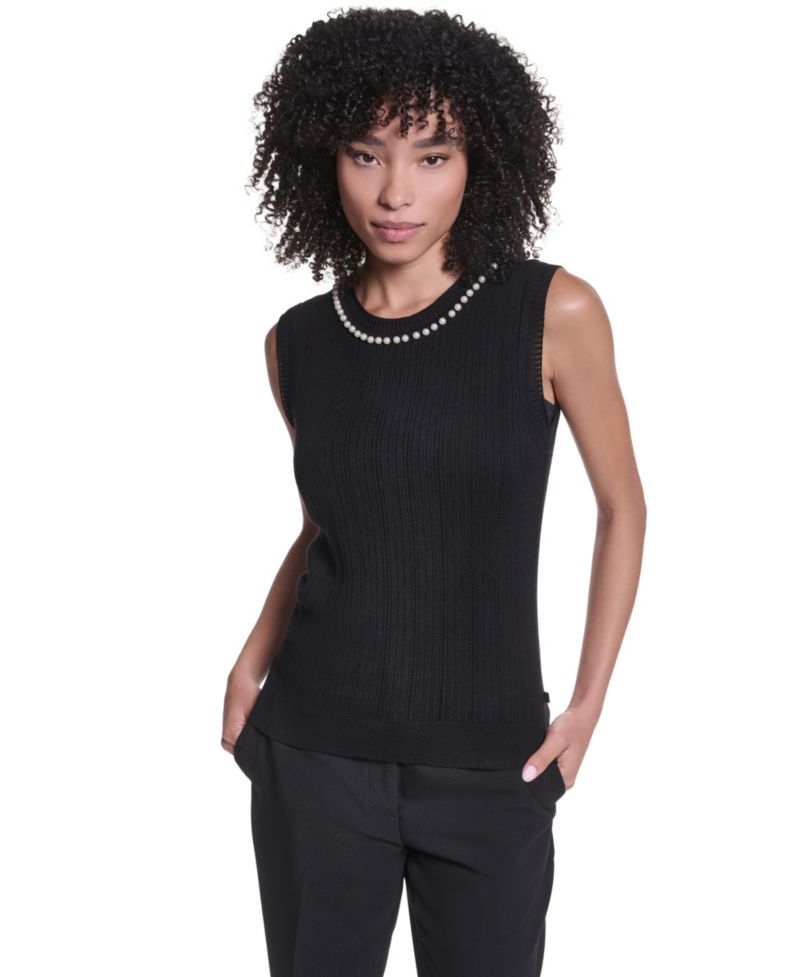 Petite Sleeveless Crewneck Sweater