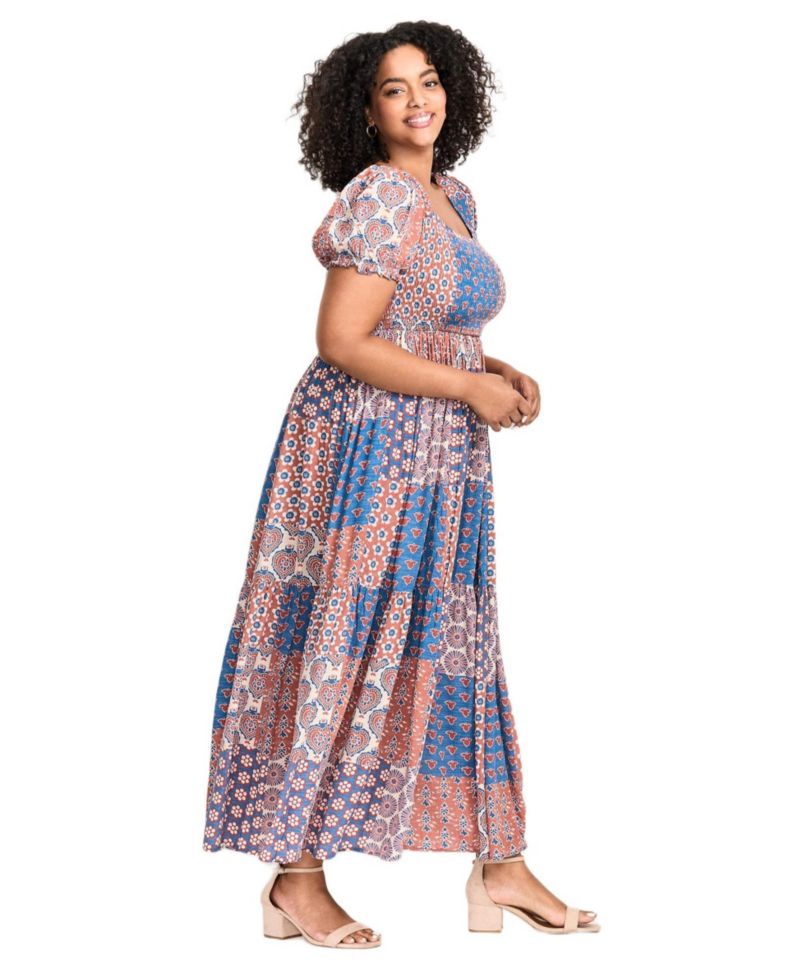 Plus Size Sophia Shirred Bodice Maxi Dress