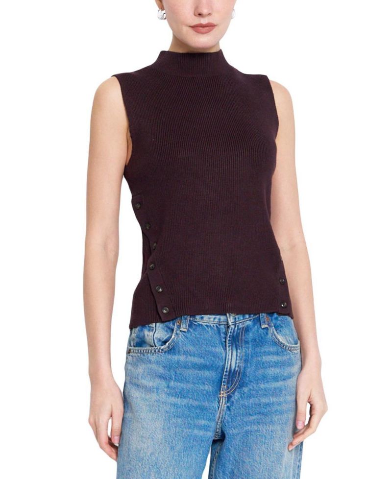 Women's Birch Mock-Neck Ribbed Sleeveless Sweater