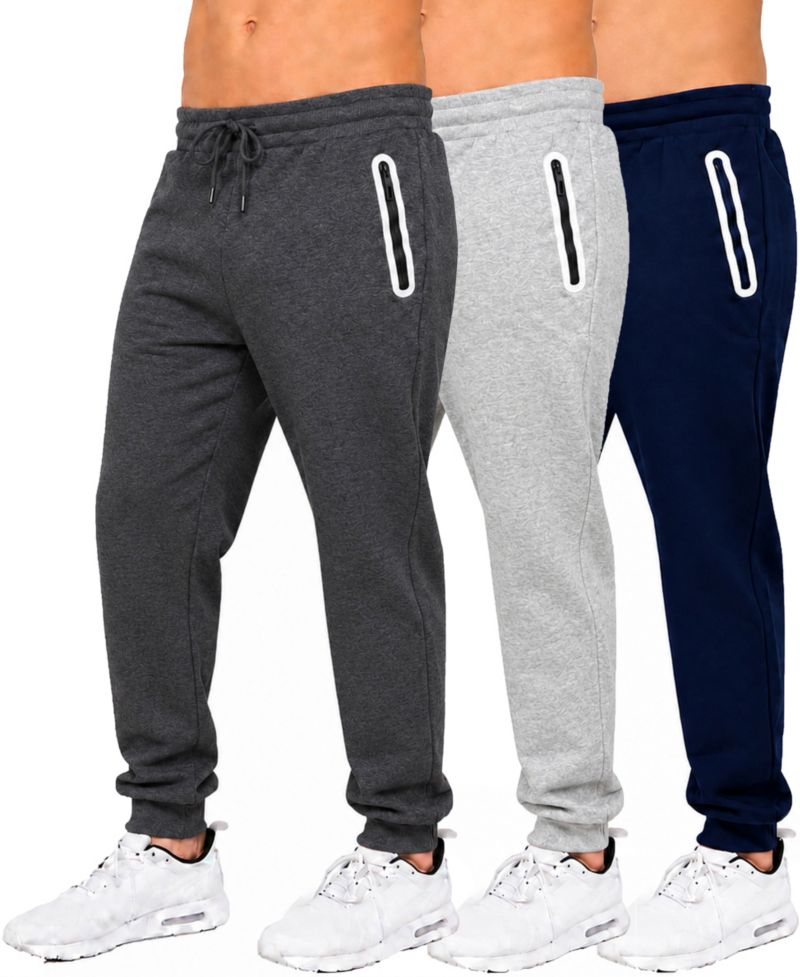 Men's Fleece-Lined Slim-Fit Jogger Sweatpants, 3-Pack Set