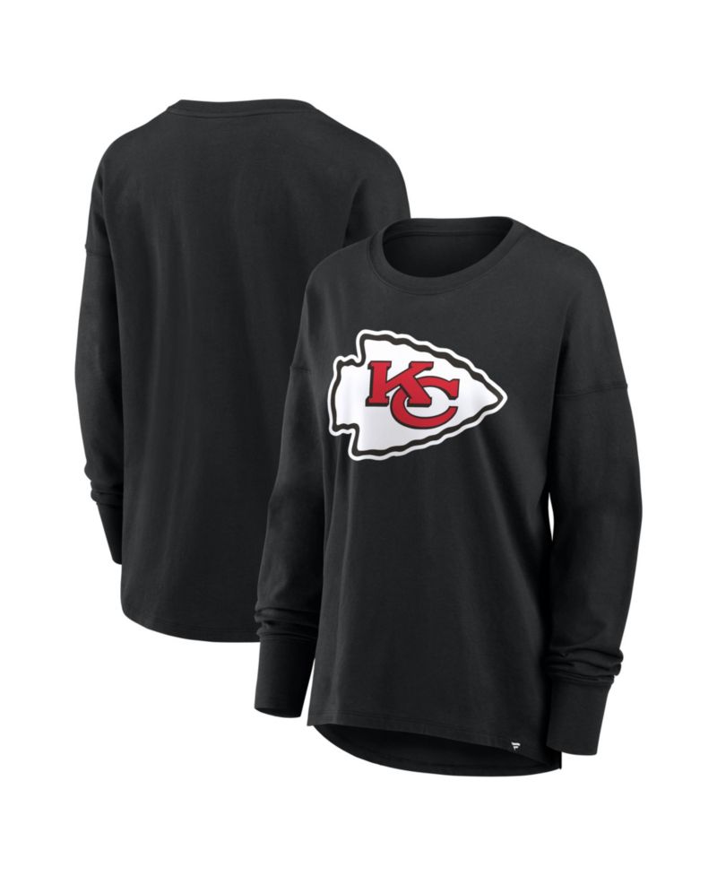 Women's Black Kansas City Chiefs Relaxed Hip Essential Long Sleeve T-Shirt