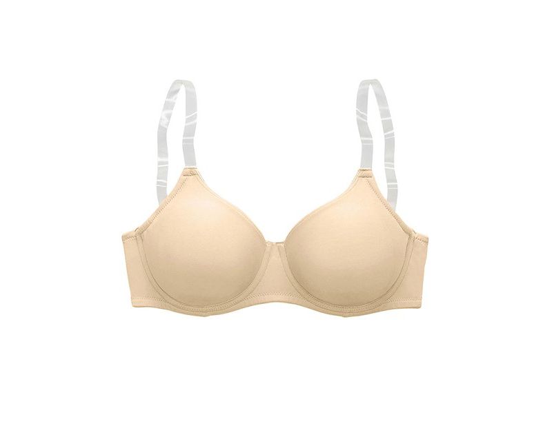 Women's Clear Strap Underwire Non-Padded T-Shirt Bra