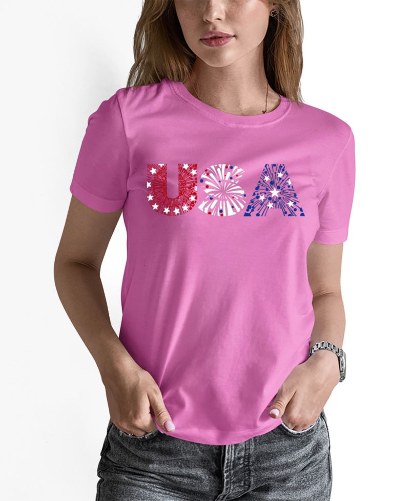 Women's Word Art USA Fireworks T-Shirt