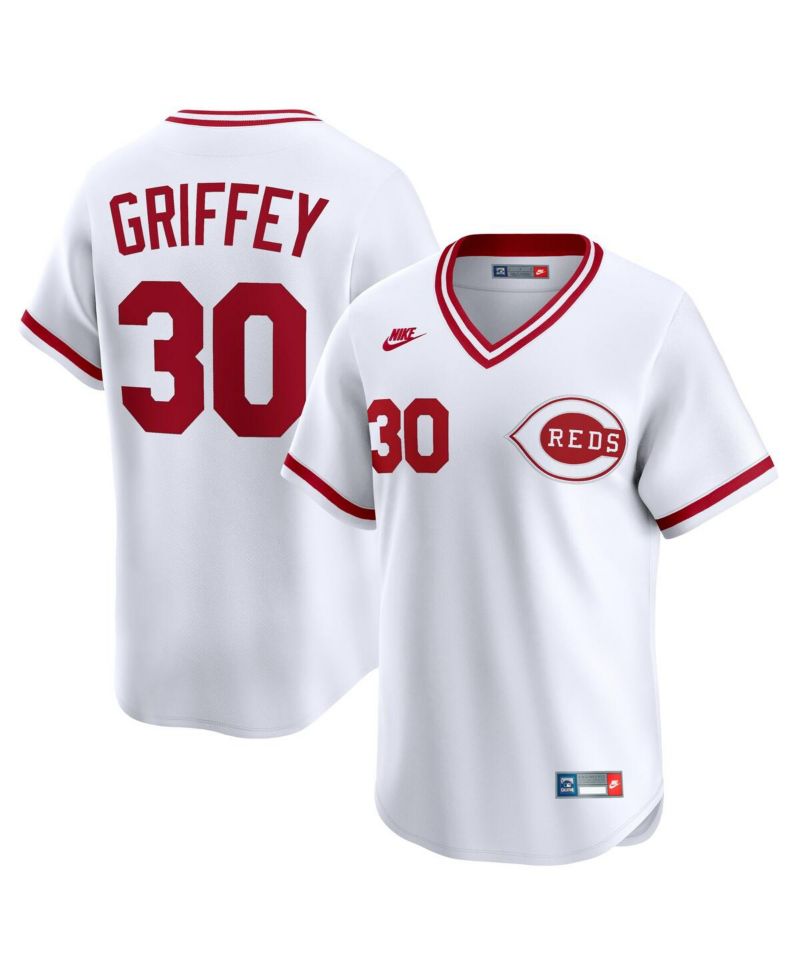 Men's Ken Griffey White Cincinnati Reds Throwback Cooperstown Collection Limited Jersey